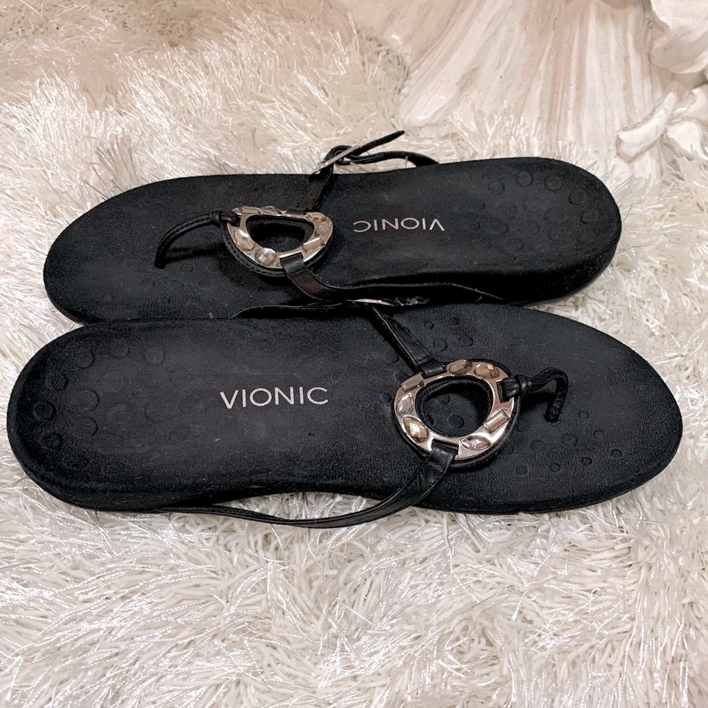 VIONIC Black Karina Thong Sandals